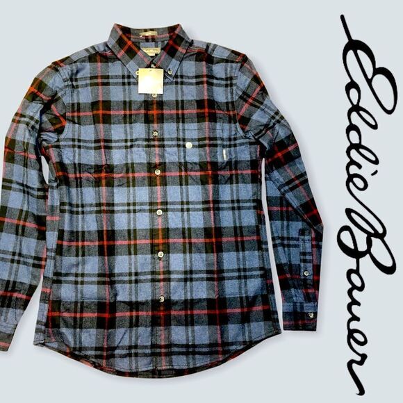 NWT EDDIE BAUER MEN’s Plaid Flannel slim fit M - Picture 1 of 9